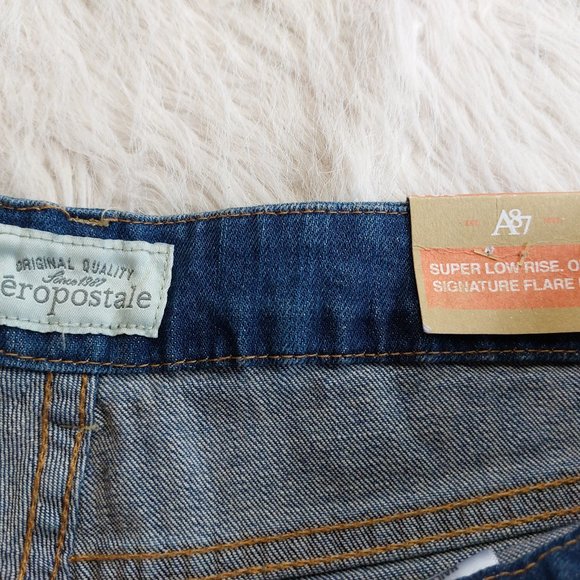 Aeropostel Women's Blue Hailey Flair Juniors 5/6 Short Denim Jeans - Picture 8 of 11